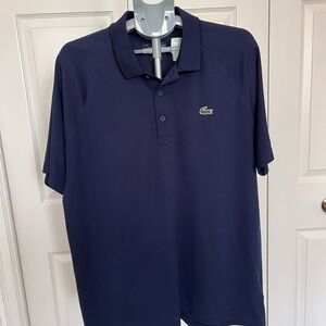 Lacoste Men's Dark Navy Polo with Green Crocodile Logo